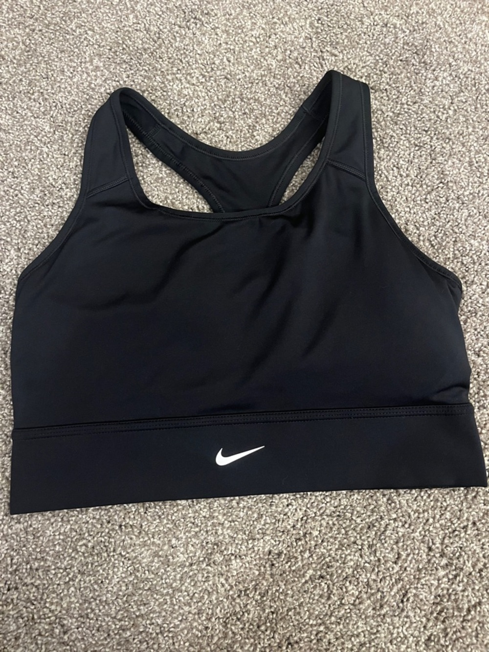 Nike Black Racerback Sports Bra with White Swoosh